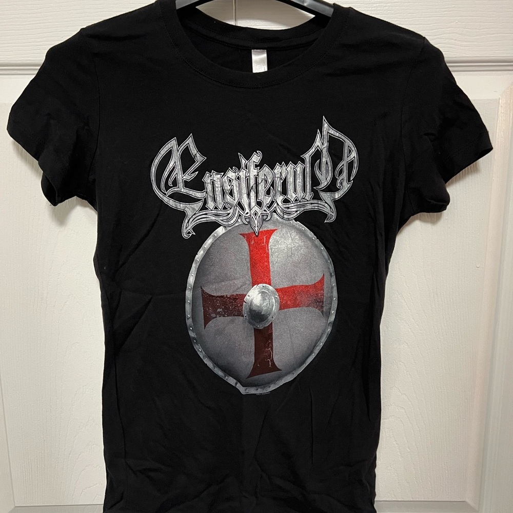 Ensiferum Metal Band Ladies Black Shield Graphic Tee | Size M